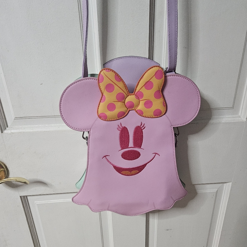 Loungefly Disney Pastel Ghost Minnie & Mickey Glow-in-the-Dark Crossbody Purse